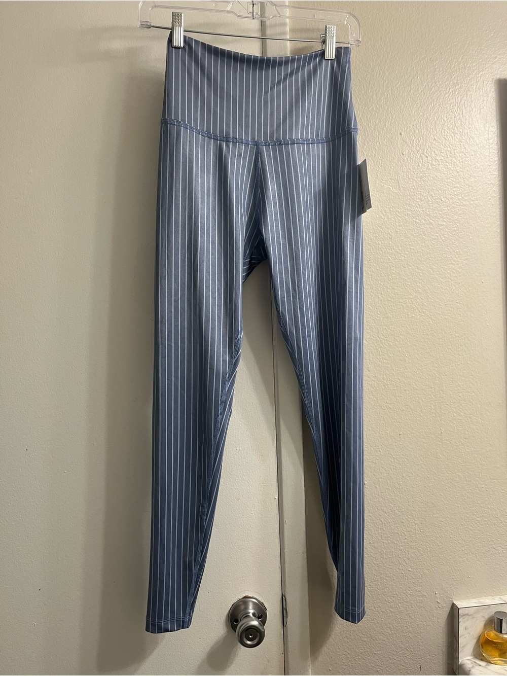 Beyond Yoga Blue Pinstripe Leggings